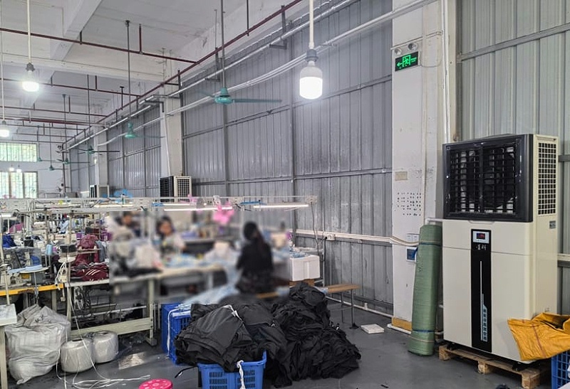 1000 平米服裝廠降溫安裝工業(yè)省電空調(diào)-立式軸流機(jī)