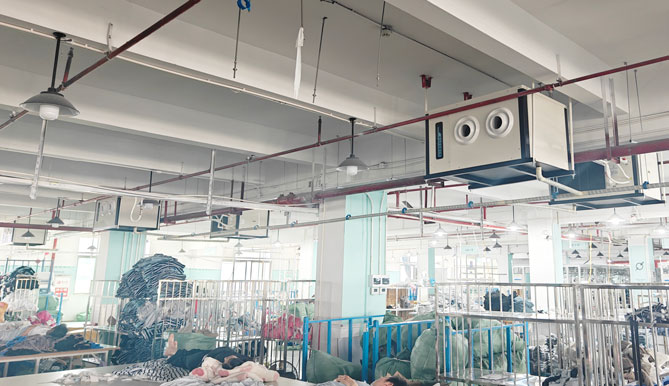 浙江嘉興車間降溫，應用蒸發冷省電空調-臥式射流機組